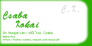 csaba kokai business card